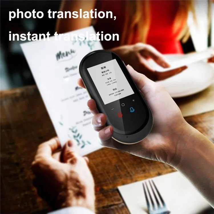 VORMOR T8 4G Offline Translation Device USB Rechargeable 106 Languages Instant AI Voice Translator with 2.4 Inch HD Screen - Black