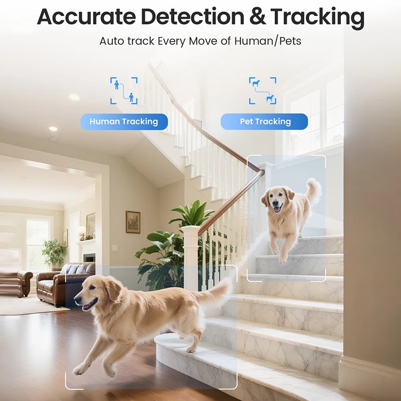 ZOSI C518 4K 8MP Indoor Security WiFi Camera AI Human Pet Detection Night Vision Two-Way Audio Camera with 64G Memory Card - US Plug