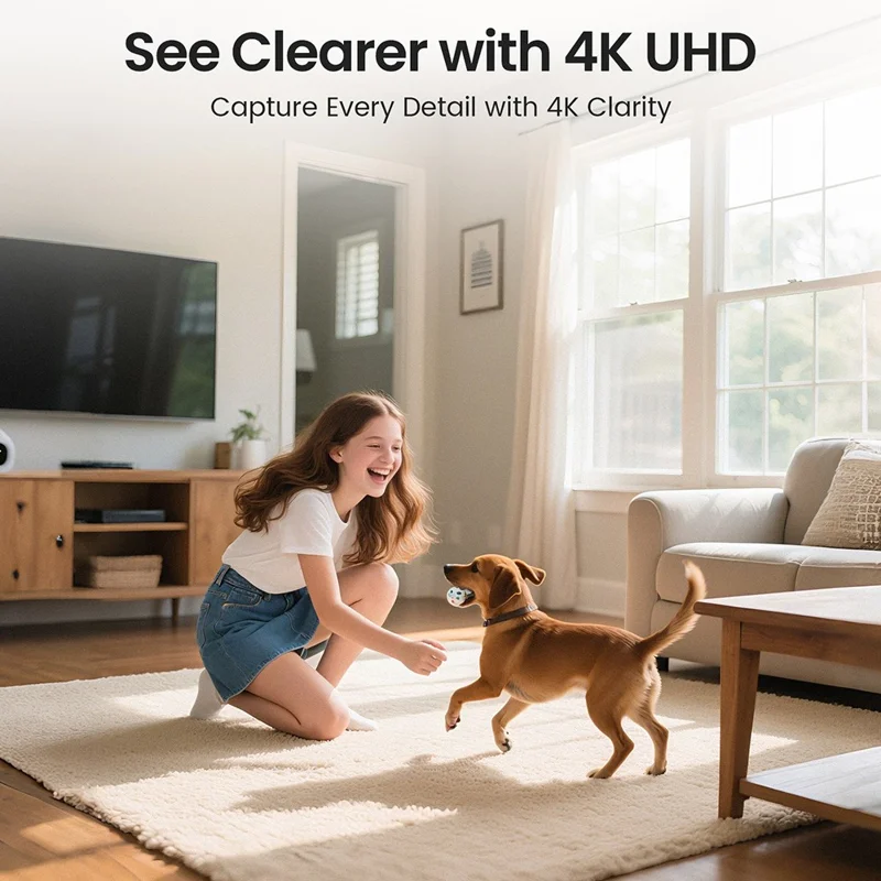 ZOSI C518 4K 8MP Indoor Security WiFi Camera AI Human Pet Detection Night Vision Two-Way Audio Camera with 64G Memory Card - US Plug