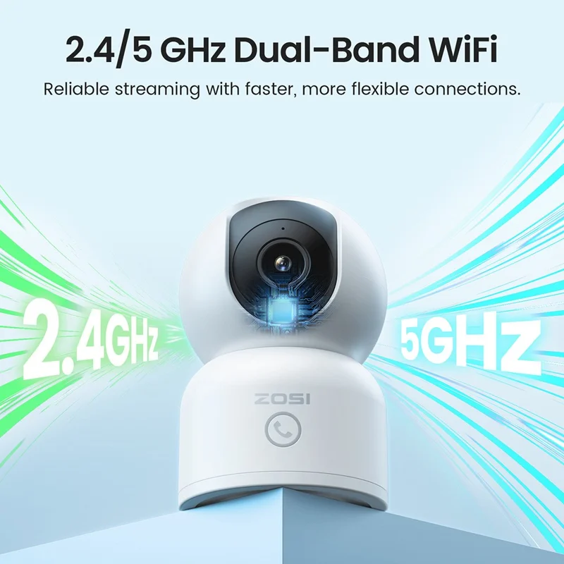 ZOSI C518 4K 8MP Indoor Security WiFi Camera AI Human Pet Detection Night Vision Two-Way Audio Camera with 64G Memory Card - US Plug