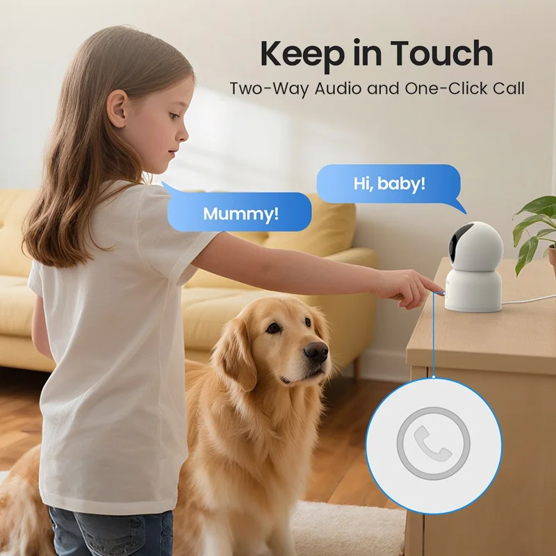 ZOSI C518 4K 8MP Indoor Security WiFi Camera AI Human Pet Detection Night Vision Two-Way Audio Camera with 64G Memory Card - US Plug