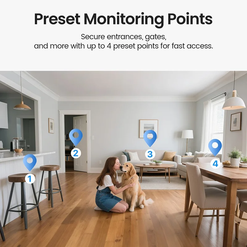 ZOSI C518 4K 8MP Indoor Security WiFi Camera AI Human Pet Detection Night Vision Two-Way Audio Camera with 64G Memory Card - US Plug