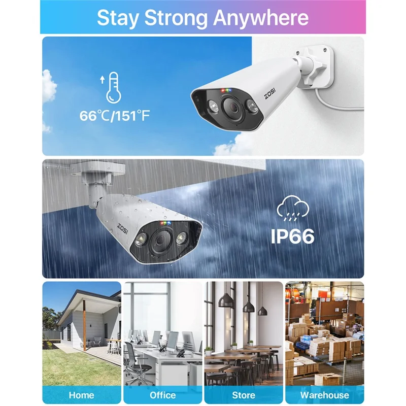 ZOSI 16 Canaux 4K Système de Caméras de Sécurité PoE avec Détection IA des Visages et Véhicules, Vision Nocturne Couleur, NVR avec Disque Dur 4 To + 12 Caméras 5 MP - Prise US