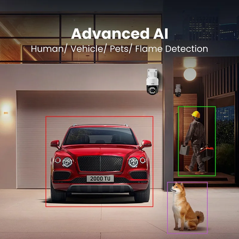ZOSI C296 16 Stück 5MP 3K Outdoor Automatische Verfolgung PoE Kameras 5-facher Digitalzoom 16-Kanal 8MP NVR mit 4TB Festplatte - US-Stecker
