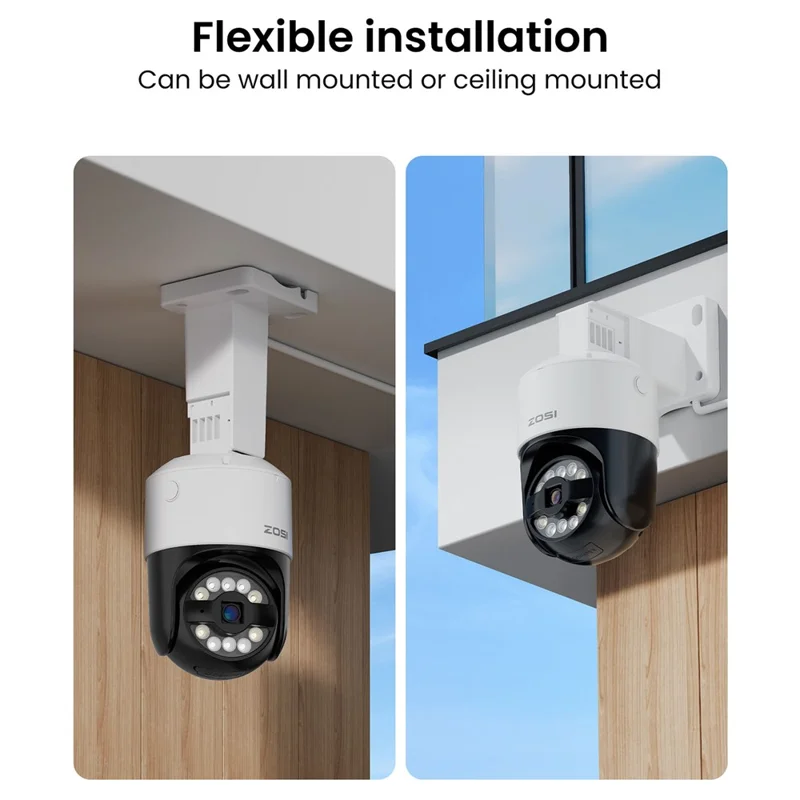 ZOSI C296 5x Digital Zoom Two-Way Audio AI Human Vehicle Detection 16Pcs 8MP 4K PT PoE Cameras + NVR with 4TB HDD - US Plug