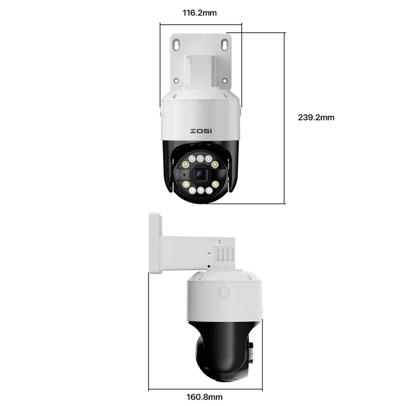 ZOSI C296 5x Digital Zoom Two-Way Audio AI Human Vehicle Detection 16Pcs 8MP 4K PT PoE Cameras + NVR with 4TB HDD - US Plug