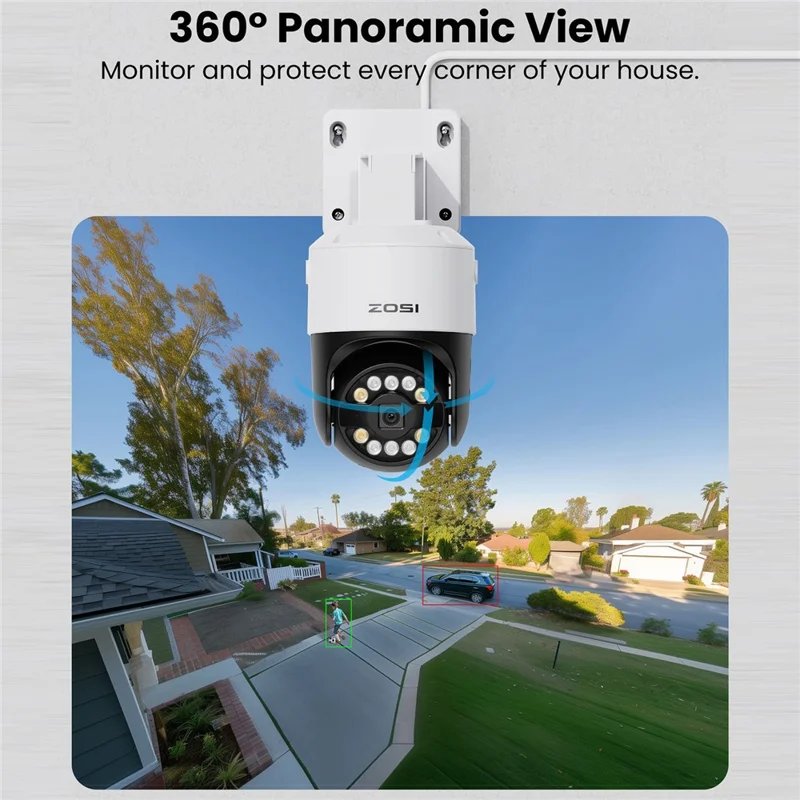 ZOSI C296 5x Digital Zoom Two-Way Audio AI Human Vehicle Detection 16Pcs 8MP 4K PT PoE Cameras + NVR with 4TB HDD - US Plug