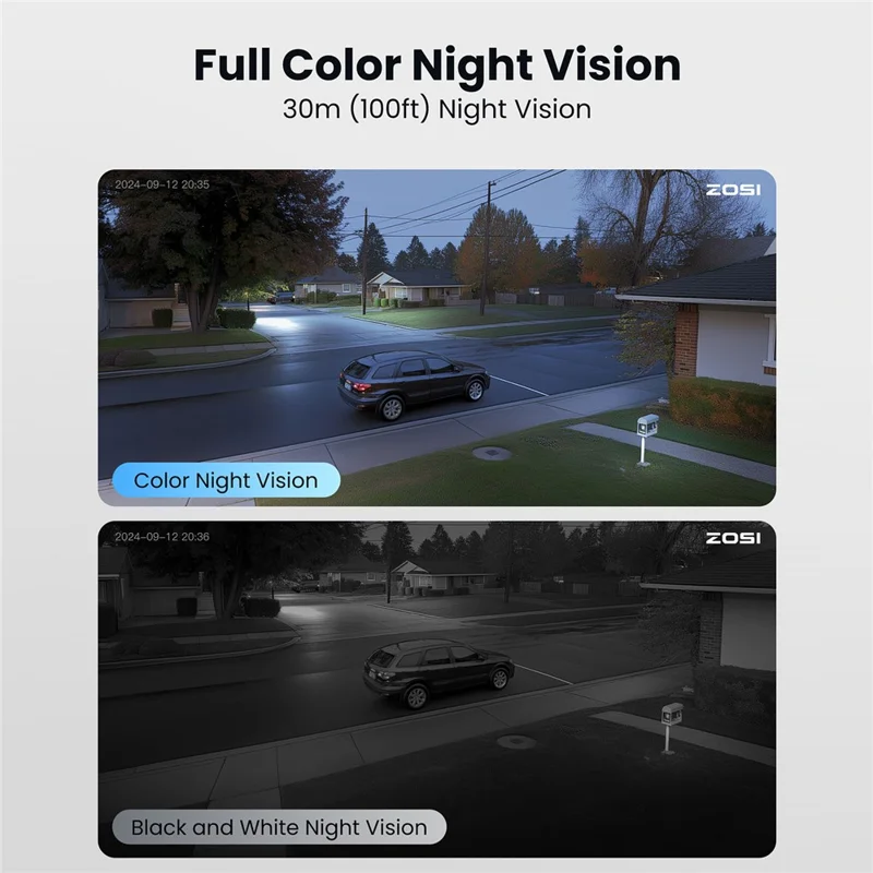 ZOSI C296 5x Digital Zoom Two-Way Audio AI Human Vehicle Detection 16Pcs 8MP 4K PT PoE Cameras + NVR with 4TB HDD - US Plug