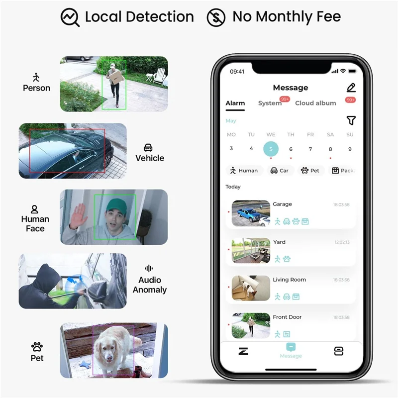 ZOSI C296 8 Stück 8MP 4K Outdoor Autotracking KI Mensch Fahrzeug Erkennung PT PoE Kameras + 16-Kanal-NVR mit 4TB HDD - US-Stecker