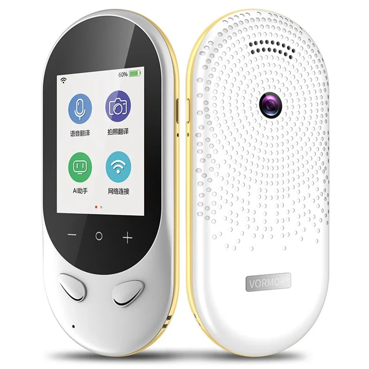 Vormor T8S 4G Fuera de Línea Instant ia Voice Translator Touch+botón Controlado USB Recargable 106 Idiomas Dispositivo de Traducción Con Pantalla HD de 2.4 Pulgadas - Blanco