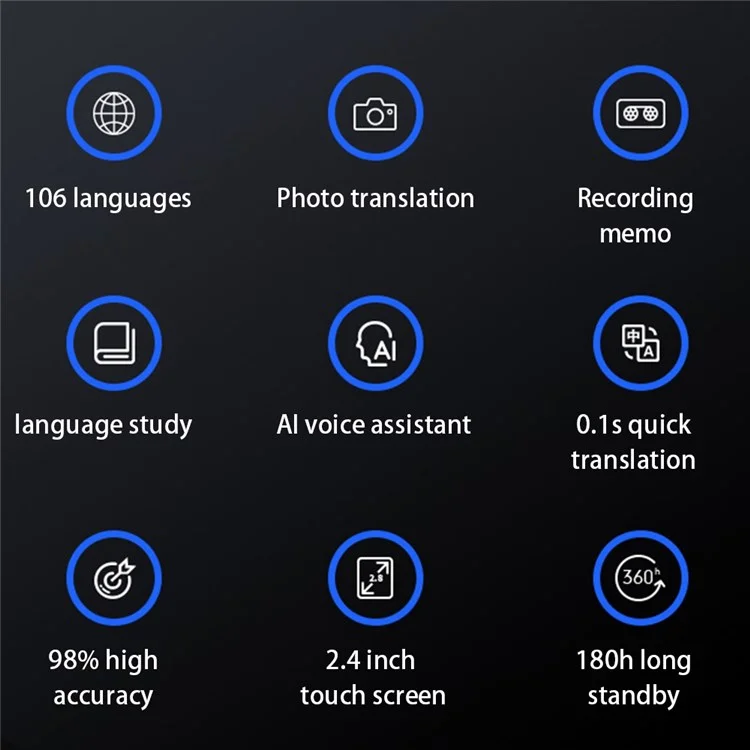 Vormor T8S 4G Fuera de Línea Instant ia Voice Translator Touch+botón Controlado USB Recargable 106 Idiomas Dispositivo de Traducción Con Pantalla HD de 2.4 Pulgadas - Blanco