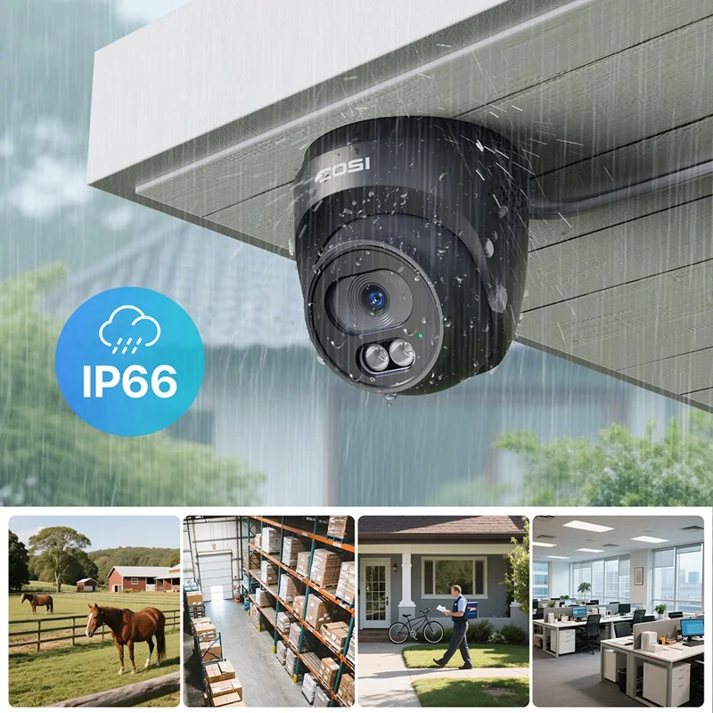 ZOSI 8Pcs Human Detection 100ft Night Vision 4MP Weatherproof PoE IP Security Cameras + 16CH 4K NVR with 4TB HDD - Black / EU Plug