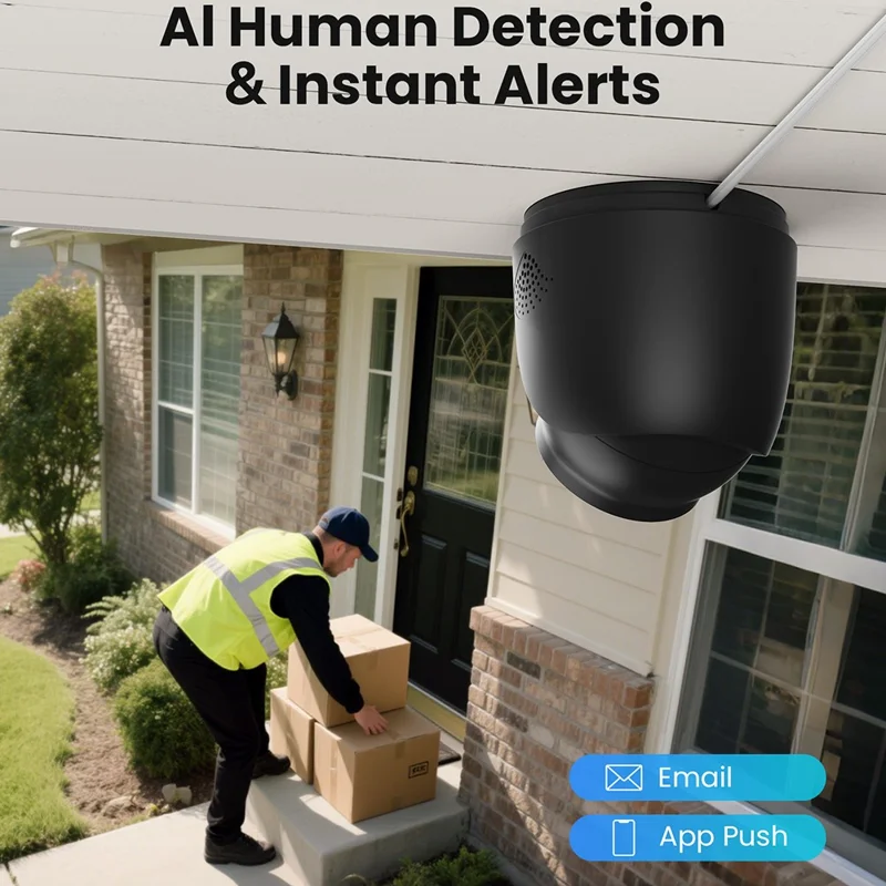 ZOSI 8Pcs Human Detection 100ft Night Vision 4MP Weatherproof PoE IP Security Cameras + 16CH 4K NVR with 4TB HDD - Black / EU Plug