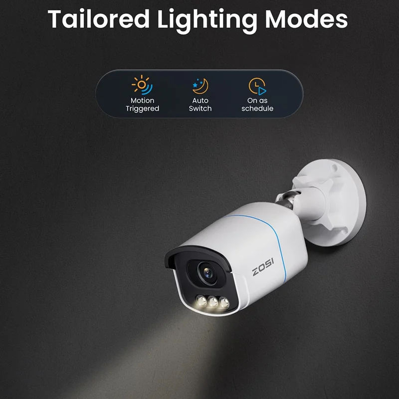 ZOSI 16Pcs 3K C186 Aurora Lux Full Color Night Vision Person Vehicle Detection PoE Cameras + 4K 8MP 16CH NVR with 4TB HDD - US Plug