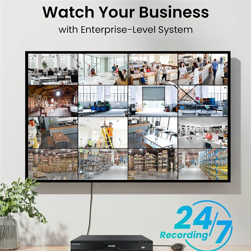 ZOSI 24Pcs Face Vehicle Detection Two-Way Audio 24 / 7 Recording 8MP PoE Cameras + 32CH 4K NVR with 8TB HDD - US Plug