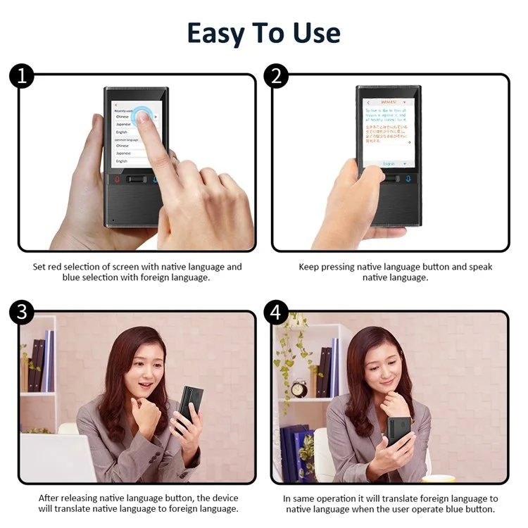 Vormor T9 2,8 -дюймовый HD -экран Сенсорный Экран Smart Translator Translator Translator Device 106 Языки Портативный Интеллектуальный Голосовой Переводчик Поддерживает wi -fi/hotspot/ocr Изображение - Розовое Золото