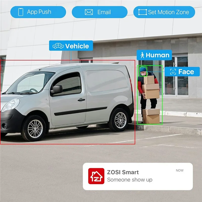 ZOSI 24Pcs Auto Human Tracking Face Vehicle Detection 8MP PoE Pan Tilt Cameras + 32CH 4K NVR with 8TB HDD - US Plug
