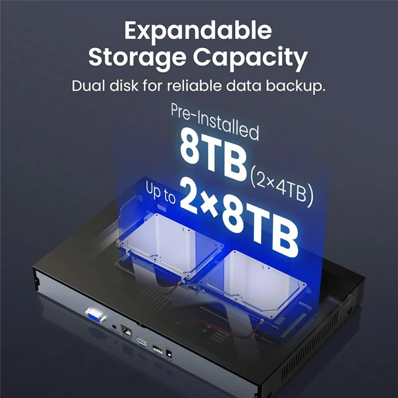 ZOSI 32-teiliges Auto-Mensch-Tracking Farbige Nachtsicht 8MP PoE Sicherheitskameras + 32-Kanal 4K NVR mit 8 TB Festplatte - US-Stecker
