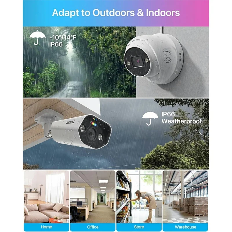 ZOSI 16Pcs AI Human Vehicle Detection Two-Way Audio Night Vision 8MP 4K PoE Outdoor Indoor Cameras + 32CH NVR with 4TB HDD - US Plug