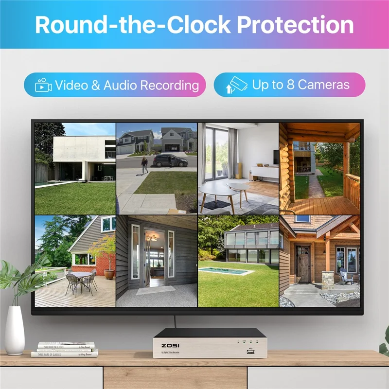 ZOSI C419 16Pcs Home Business AI Human Vehicle Detection Night Vision 1080P Security Cameras + 16 Channel DVR - White / AU Plug