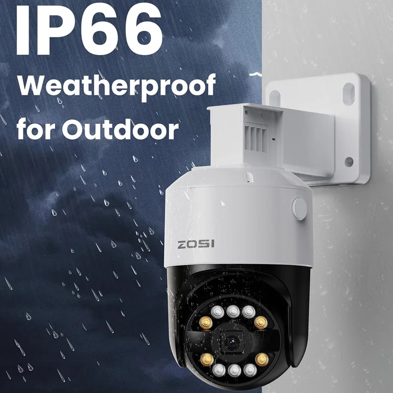 ZOSI C296 8 Stück 5MP 3K Outdoor Kameras mit Auto-Tracking, Zweiwege-Audio und PoE, 16-Kanal 8MP NVR mit 4TB Festplatte - US-Stecker