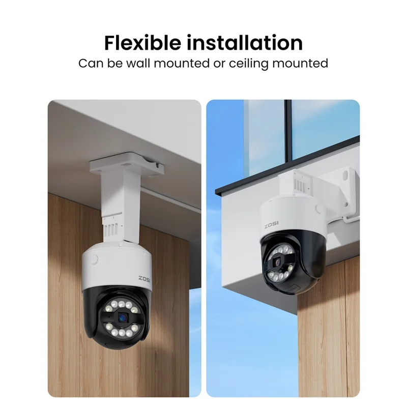 ZOSI C296 12 Stück 5MP 3K Outdoor Autoverfolgung Zweiwege-Audio PoE Kameras 16-Kanal 8MP NVR mit 4TB Festplatte - US-Stecker