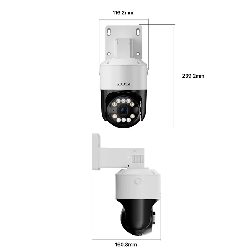 ZOSI C296 12 Stück 5MP 3K Outdoor Autoverfolgung Zweiwege-Audio PoE Kameras 16-Kanal 8MP NVR mit 4TB Festplatte - US-Stecker