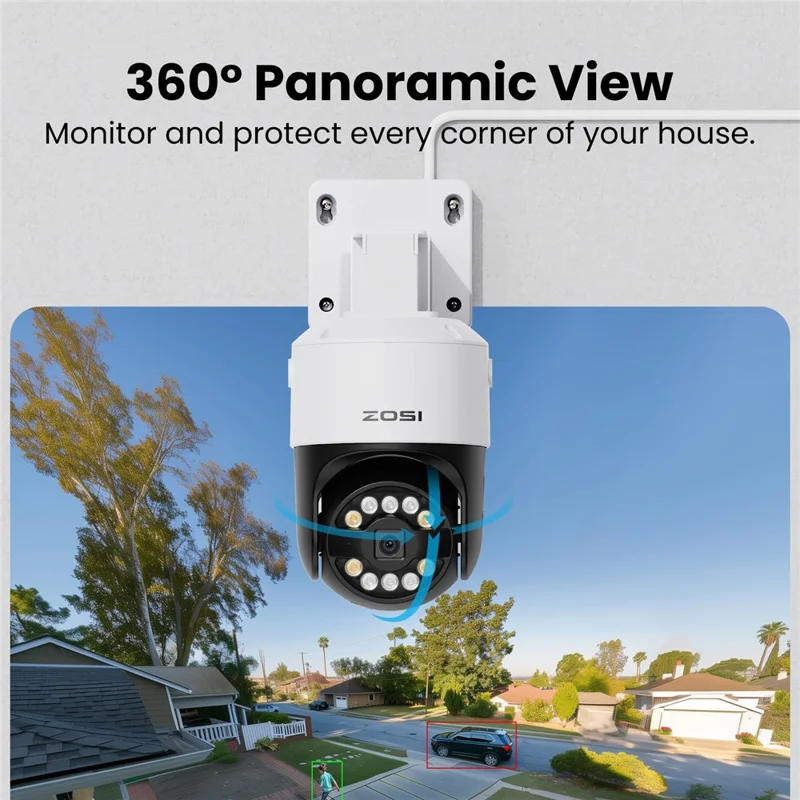 ZOSI C296 12 Stück 5MP 3K Outdoor Autoverfolgung Zweiwege-Audio PoE Kameras 16-Kanal 8MP NVR mit 4TB Festplatte - US-Stecker