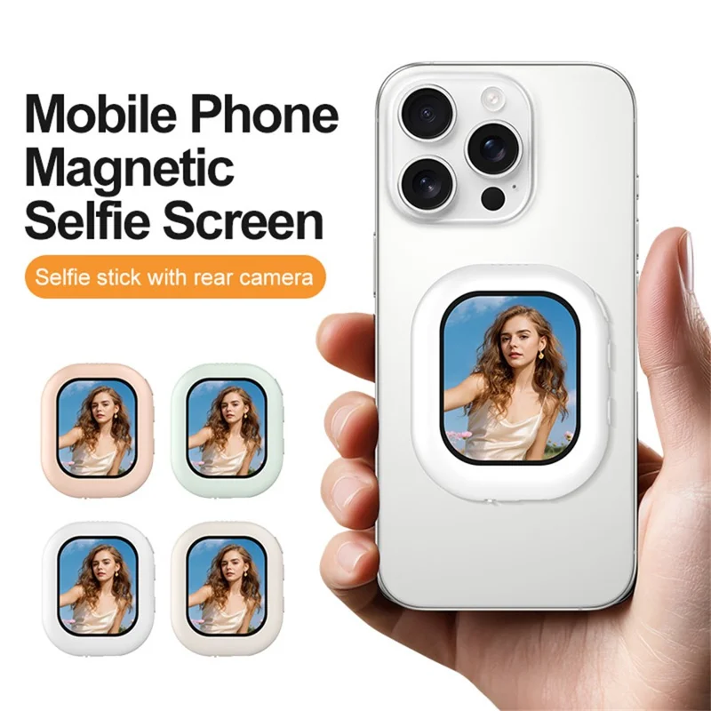 T3 Magnetic Selfie Monitor Screen for Smartphones 2.01 inch Wireless Display Rear Camera Screen Mirroring - White