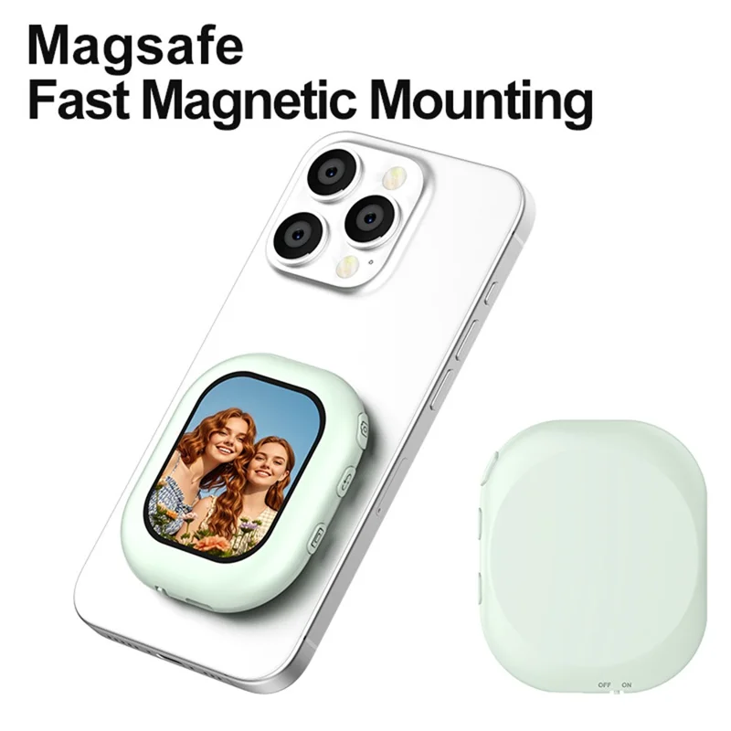 T3 Magnetic Selfie Monitor Screen for Smartphones 2.01 inch Wireless Display Rear Camera Screen Mirroring - White