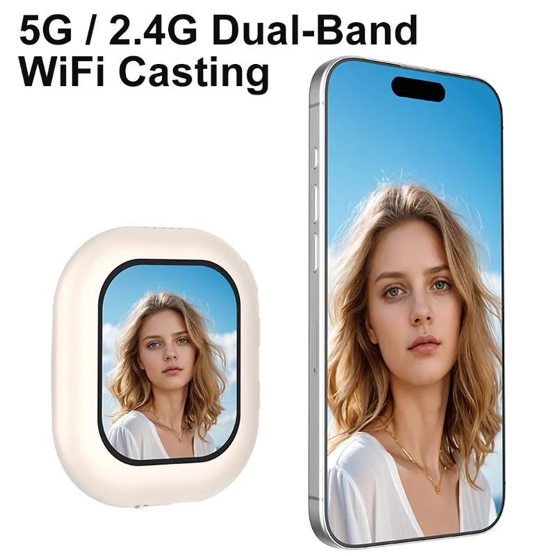 T3 Magnetic Selfie Monitor Screen for Smartphones 2.01 inch Wireless Display Rear Camera Screen Mirroring - White