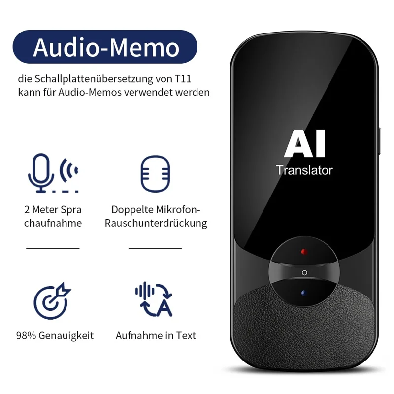 VORMOR T11 Smart-Übersetzer 2,4-Zoll-HD-Touchscreen 4G tragbarer Übersetzer, der Aufnahme/Foto/Offline-Übersetzung unterstützt, Handübersetzer für das Erlernen von Sprachen - Blau