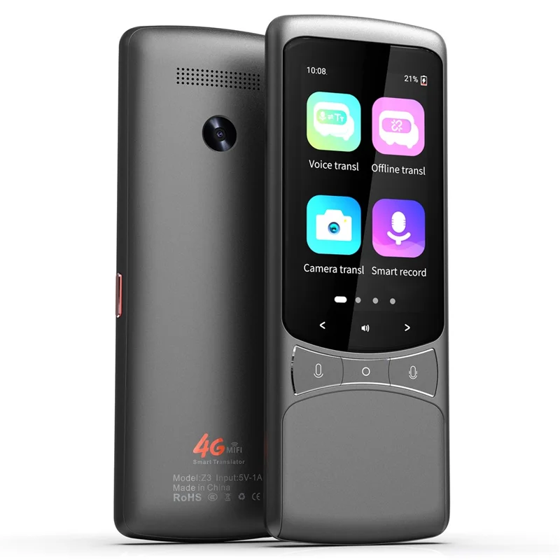 Z3 4G Flersproget Oversættelsesenhed Bærbar Fototranslationsmaskine Øjeblikkelig Sprogoversætter - Grå