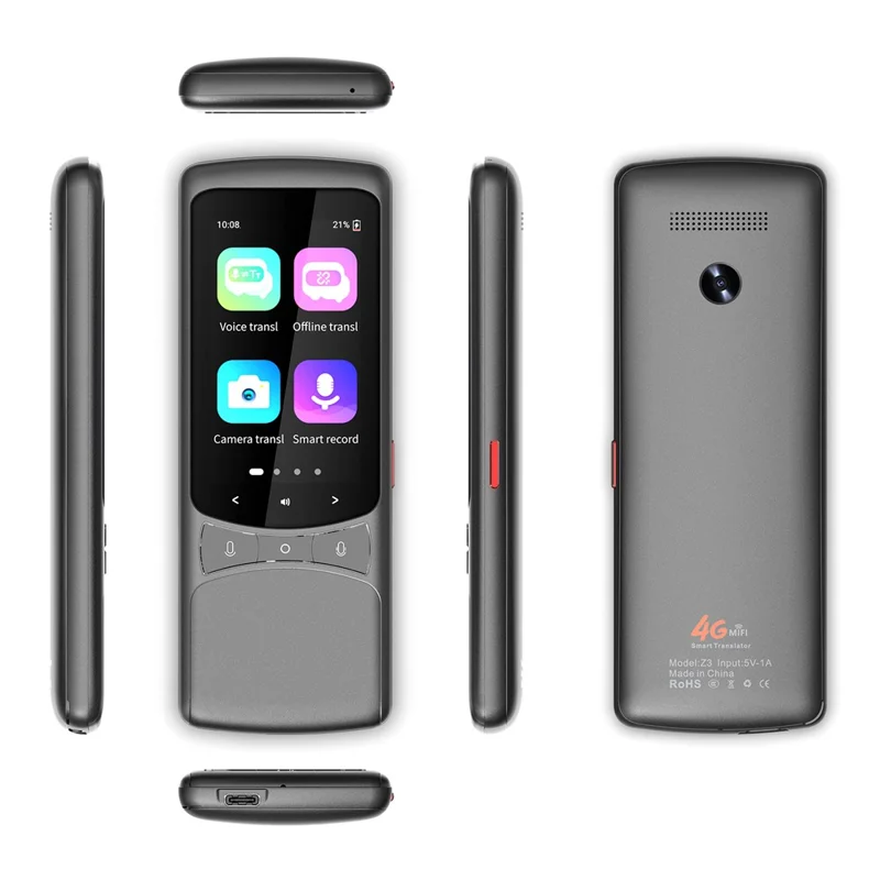 Z3 4G Flersproget Oversættelsesenhed Bærbar Fototranslationsmaskine Øjeblikkelig Sprogoversætter - Grå