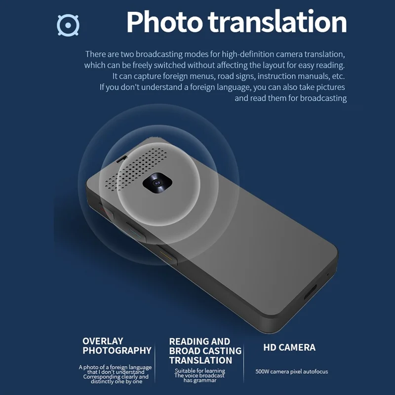 F13 Intelligent Voice Translator Offline Real-Time Translation Device for Travel Oral Language Learning - Black