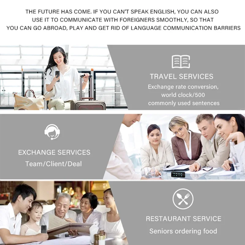 جهاز الترجمة الصوتية الذكية F12 جهاز ترجمة متعدد اللغات في الوقت الفعلي مع وظائف التسجيل والترجمة من الصور - أسود