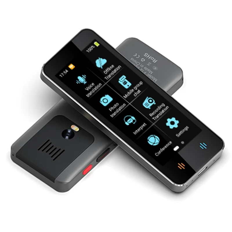 جهاز الترجمة الصوتية الذكية F12 جهاز ترجمة متعدد اللغات في الوقت الفعلي مع وظائف التسجيل والترجمة من الصور - أسود