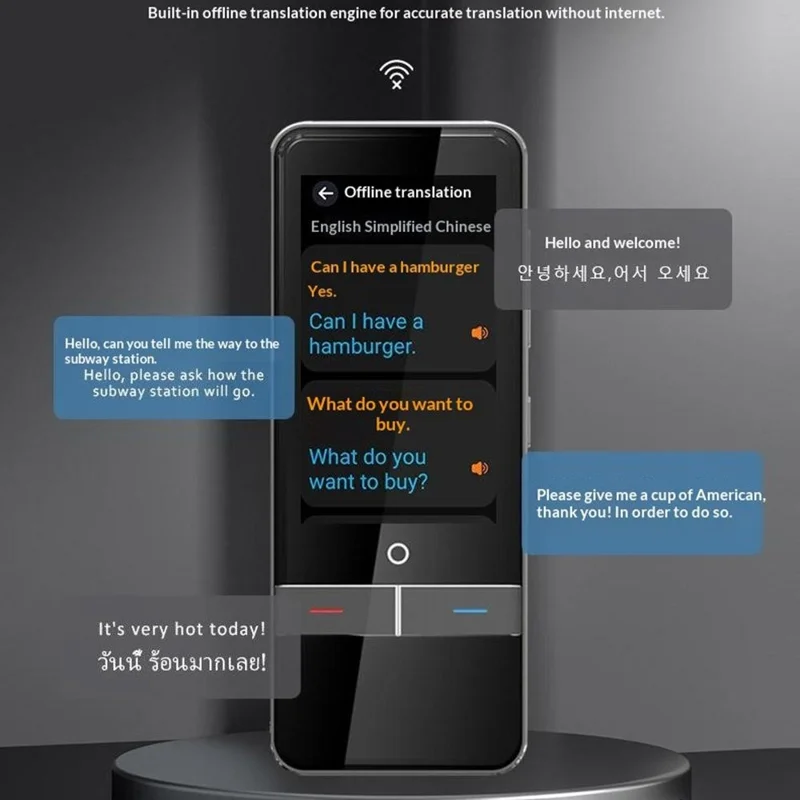 F6 Simultan oversættelsesenhed AI stemme offline oversætter fotooversættelse til 136 lande - Sort