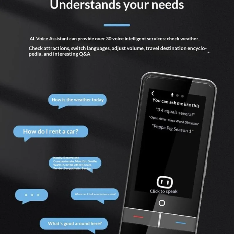 F6 Simultan oversættelsesenhed AI stemme offline oversætter fotooversættelse til 136 lande - Sort