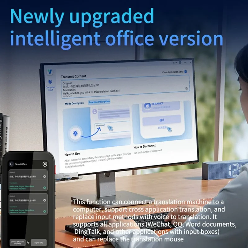 F19 AI Simultaneous Translator Multilingual Real-Time Translation Device for Office Meetings Travel