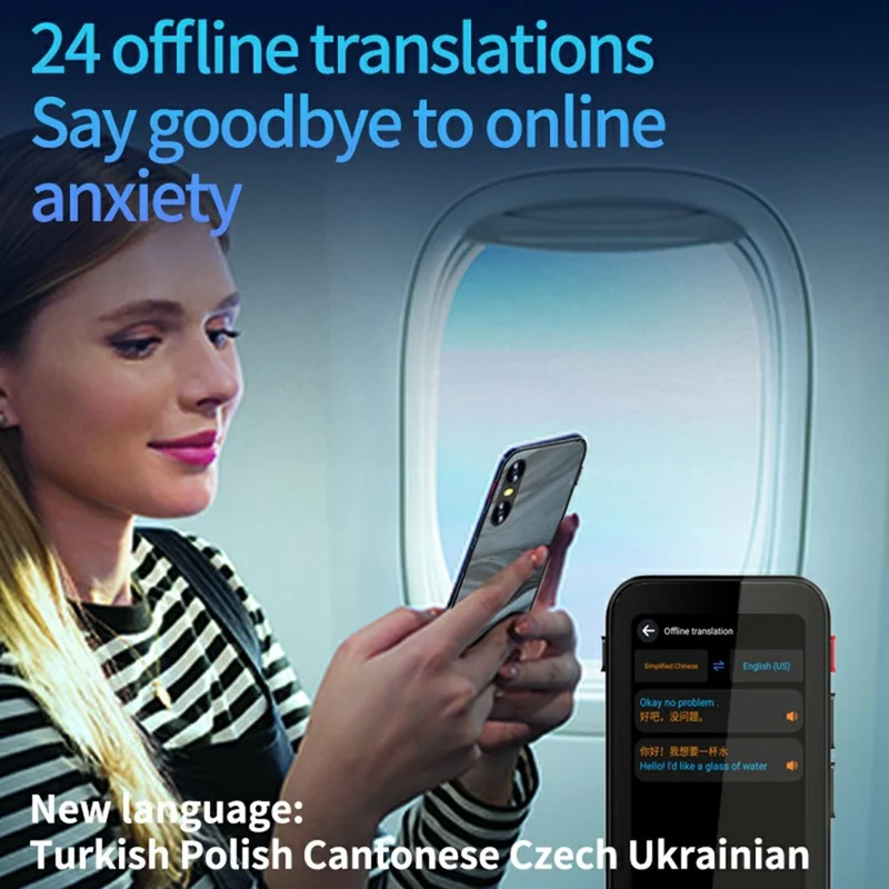 F19 AI Simultaneous Translator Multilingual Real-Time Translation Device for Office Meetings Travel