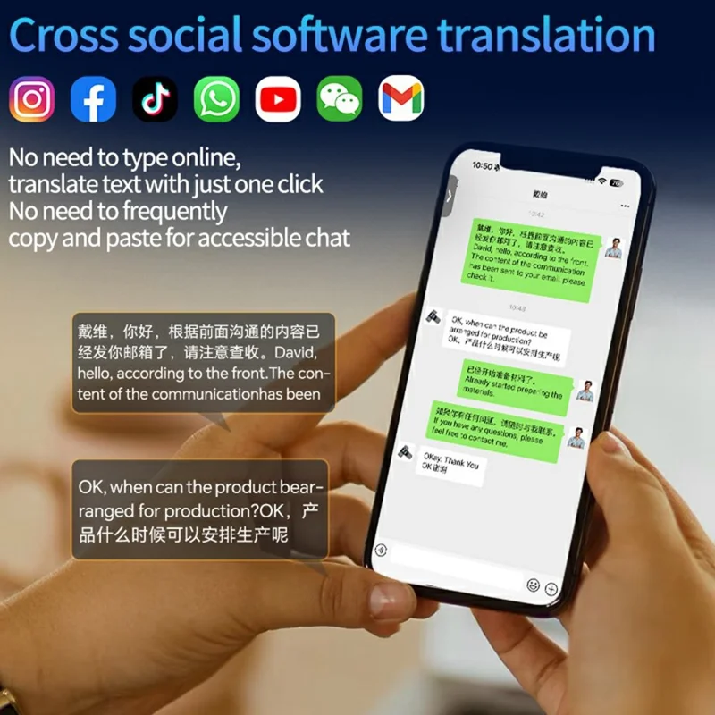 F19 AI Simultaneous Translator Multilingual Real-Time Translation Device for Office Meetings Travel