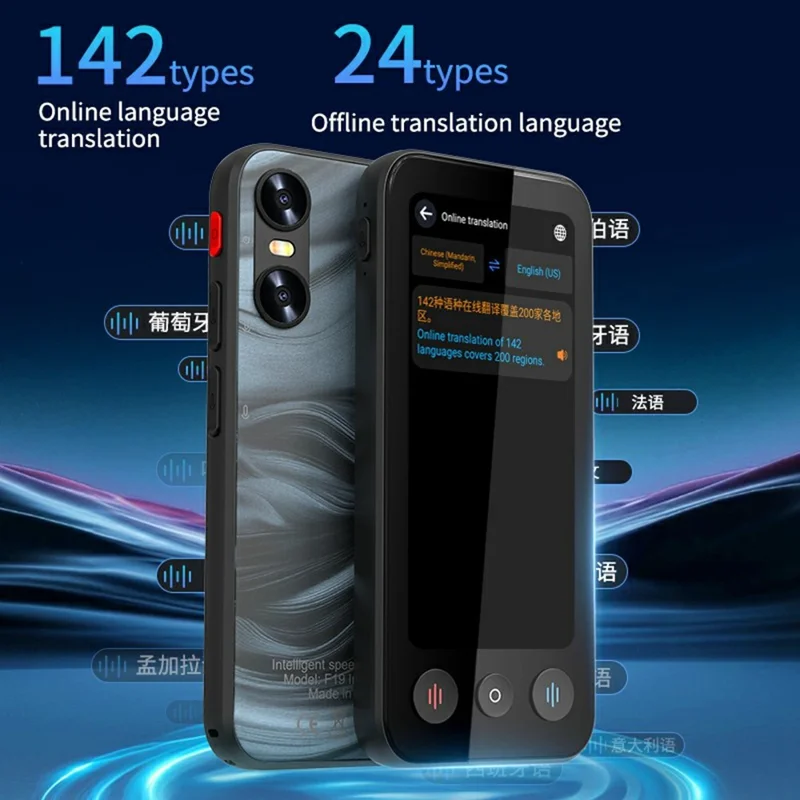 F19 AI Simultaneous Translator Multilingual Real-Time Translation Device for Office Meetings Travel