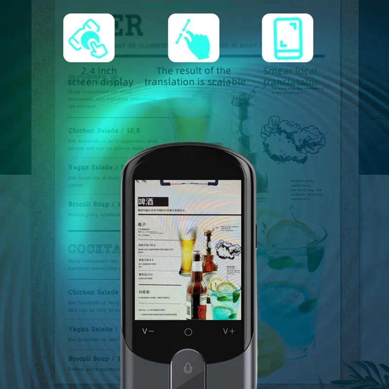 F4A Urządzenie Tłumaczące Offline 139 Języków Tłumaczenie Głosowe / Tłumaczenie Zdjęć / Nagrywanie Dźwięku do Nauki Języka Angielskiego - Czarny