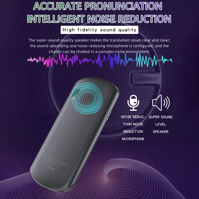 F4A Urządzenie Tłumaczące Offline 139 Języków Tłumaczenie Głosowe / Tłumaczenie Zdjęć / Nagrywanie Dźwięku do Nauki Języka Angielskiego - Czarny