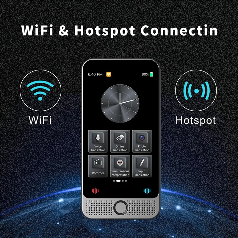 D1 4.0 Inch Display Smart Translator Device 1+16G AI Voice Photo Translation for Travel / Business Offline