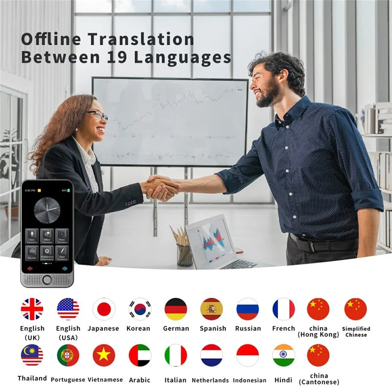 D1 4.0 Inch Display Smart Translator Device 1+16G AI Voice Photo Translation for Travel / Business Offline