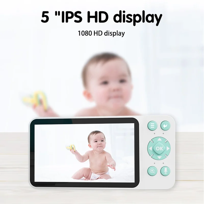 C8-A WiFi Baby Monitor 1080P Video Camera with Screen / Remote Tracking / Cry Detection / App Control - White+Green