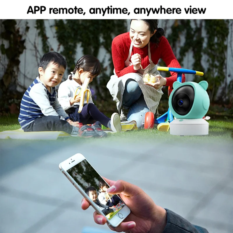 C8-A WiFi Baby Monitor 1080P Video Camera with Screen / Remote Tracking / Cry Detection / App Control - White+Green