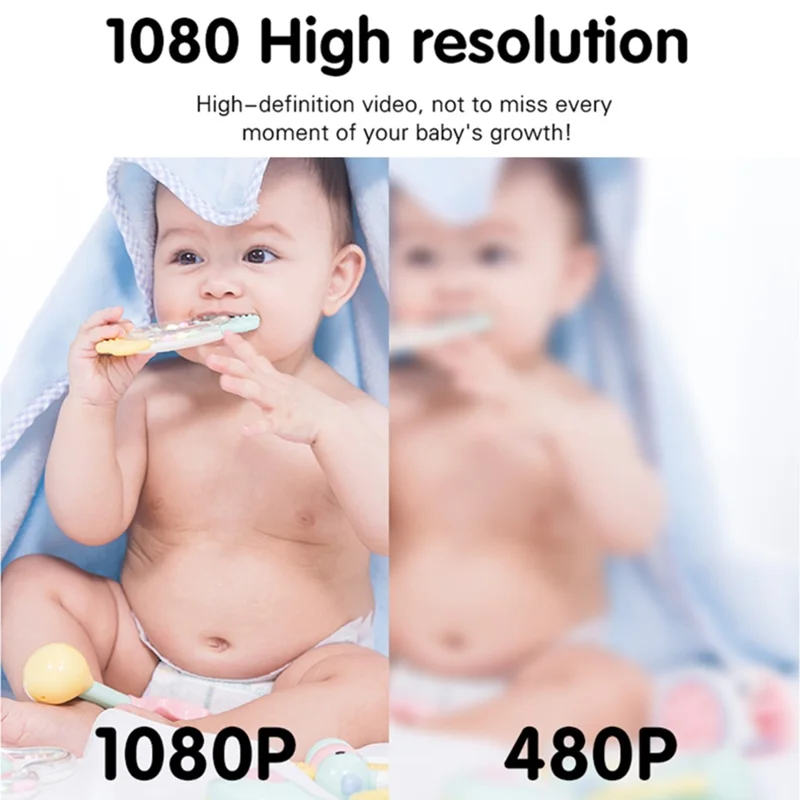 C8-A WiFi Baby Monitor 1080P Video Camera with Screen / Remote Tracking / Cry Detection / App Control - White+Green